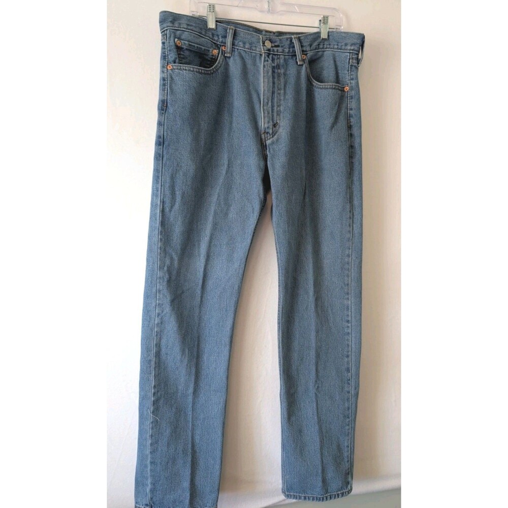 Levis Jeans Mens 36x34 Blue 505 Regular Fit Straight Leg Medium Wash Denim Pants